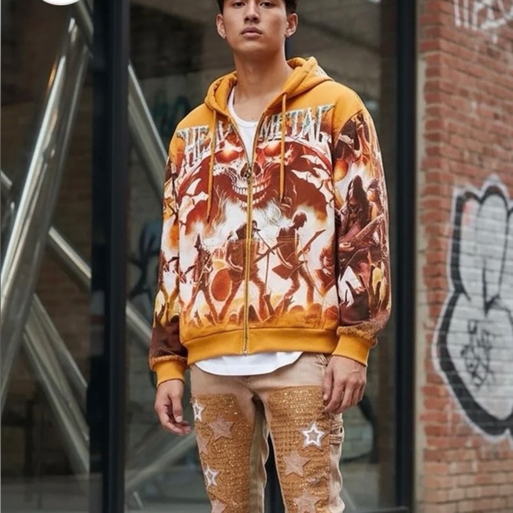 STRAY - HEAVY METAL ZIP UP HOODIE, TIMBER, SIZE XL, NWT!